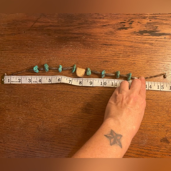 Vintage Sterling Turquoise And Bone Necklace/choker - Picture 2 of 2